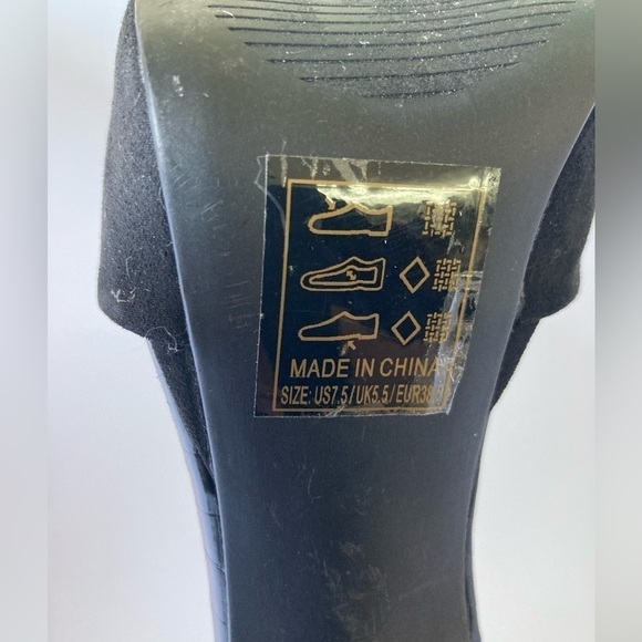 Black chunky heels peep toe size 7.5 - Picture 8 of 10